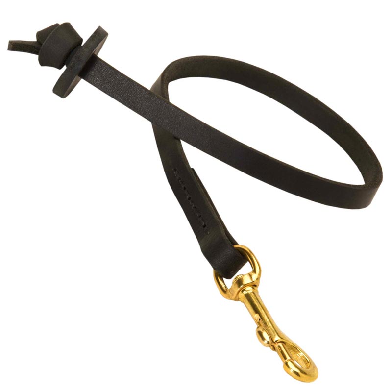 Short Leather Belgian Malinois Leash with Round Handle - Click Image to Close