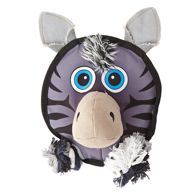 8" Round Zebra - Squeak & Rope - Click Image to Close