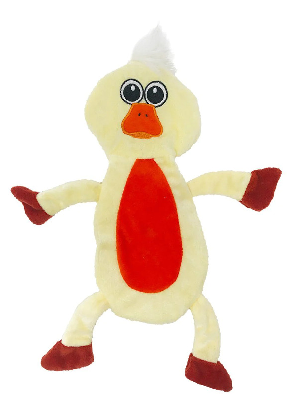 12" Duckling Crinkle Flat Dog Toy - Click Image to Close