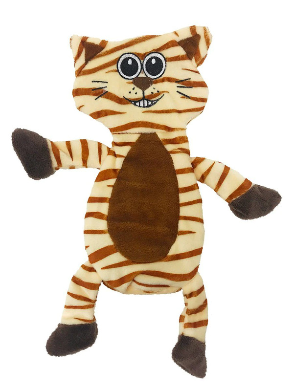 12" Tiger Crinkle Flat Dog Toy - Click Image to Close