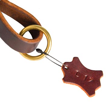 Leather Pull Tab for Belgian Malinois with O-ring for Leash Attachment