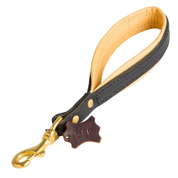 Padded on the Handle Leather Belgian Malinois Leash with Brass Snap Hook