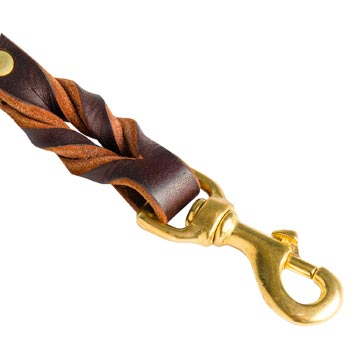 Belgian Malinois Short Leather Pull Tab with Rust-proof Snap Hook