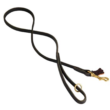 Leather Dog Leash Stitched with Smooth Surface for  Belgian Malinois